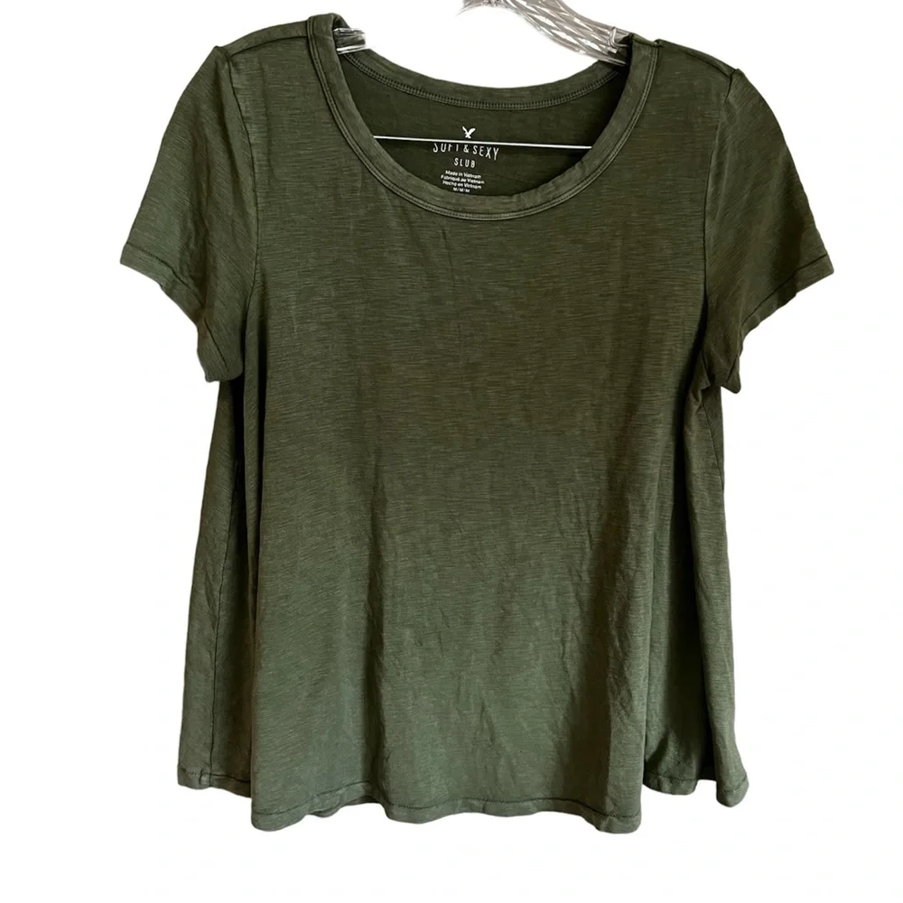 AEO Soft & Sexy Slub Olive Green T Shirt